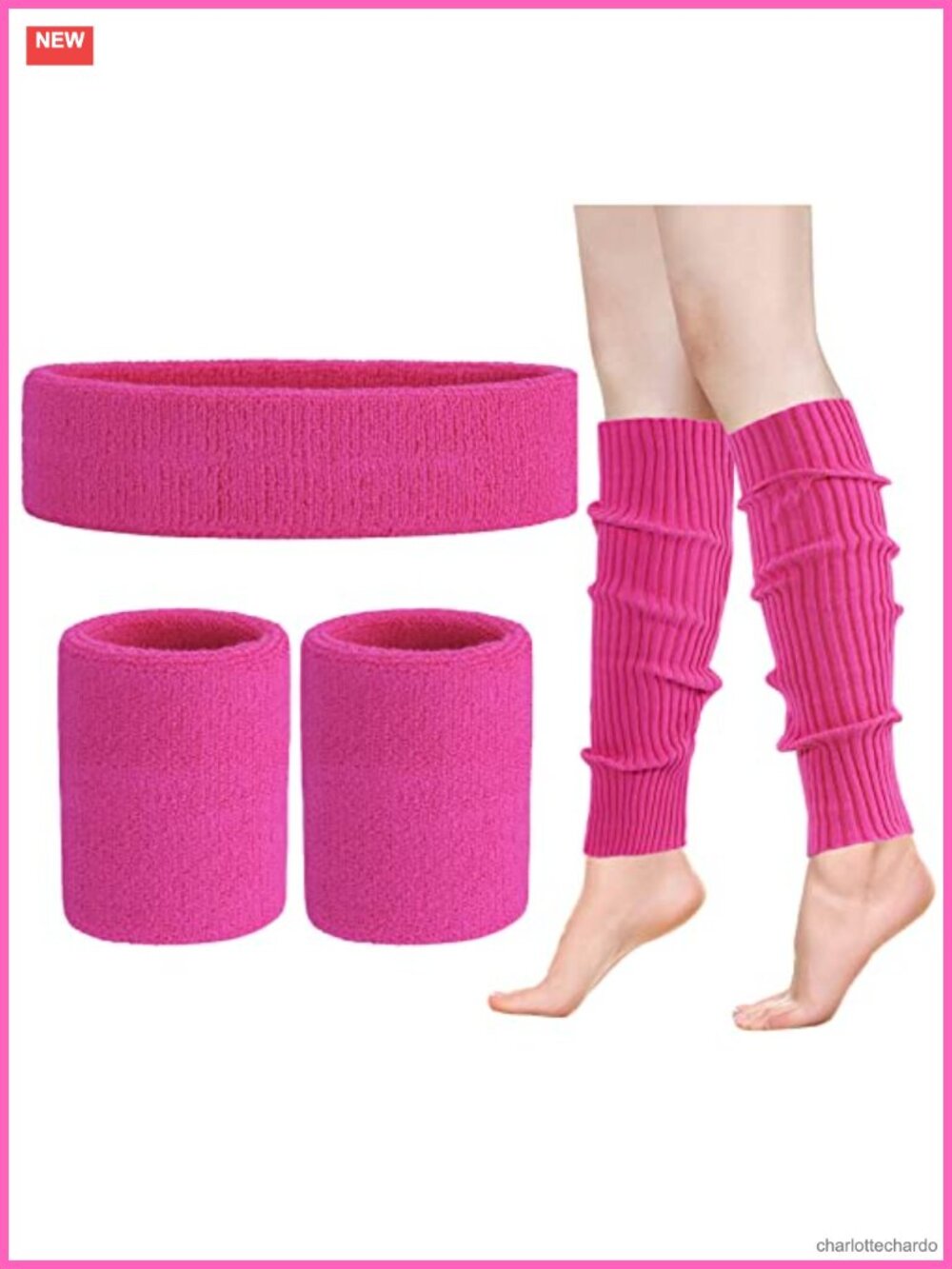80s Neon Leg Warmers Headband Wristbands Set Workout Costume Accessories